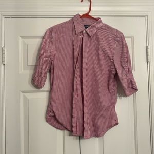 Ralph Lauren sport striped button down 3/4 long sleeve shirt